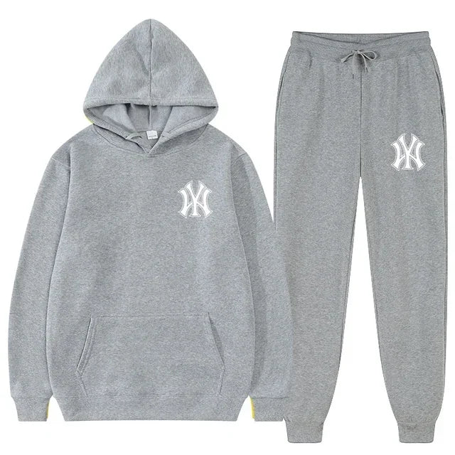 Men's running and fitness fashion casual sportswear set for autumn and winter, hooded sweatshirt + jogging pants two-piece set Good Vibrations