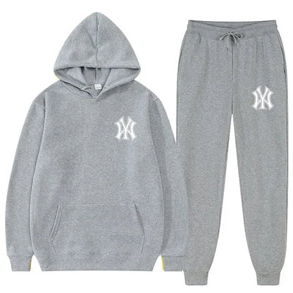 Men's running and fitness fashion casual sportswear set for autumn and winter, hooded sweatshirt + jogging pants two-piece set Good Vibrations