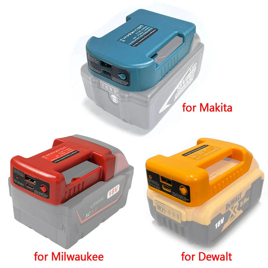 USB Power Bank r Adapter for Makita/Dewalt/Milwaukee 18V Li-ion Battery Rack Holder USB Type-C Output Fast Charging Interface Good Vibrations