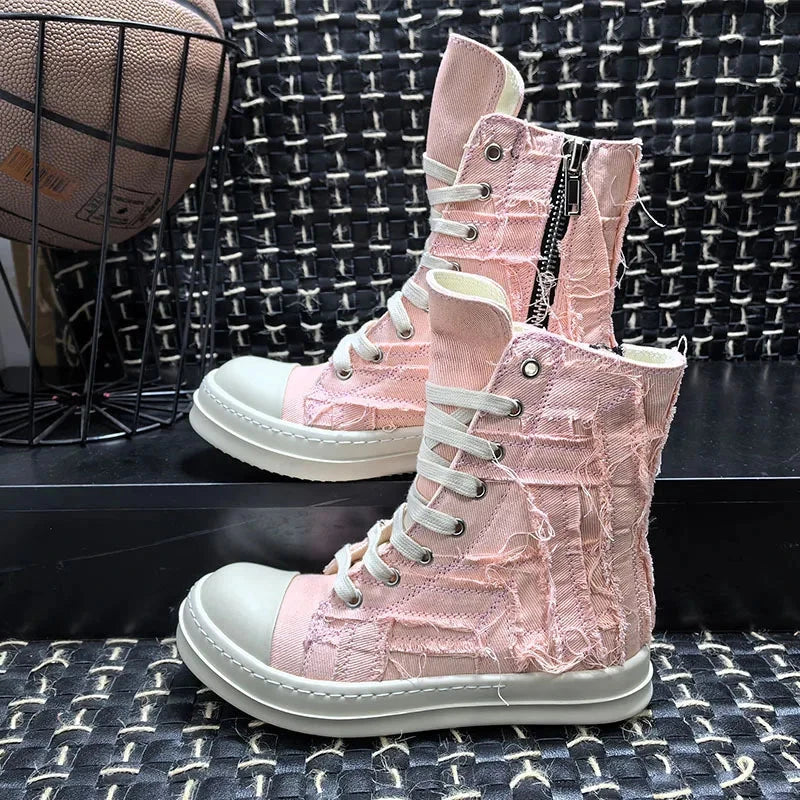 New Designer Men's Women Breathable High Top Casual Shoes Men's Women Flat Sports Shoes Low Top Lace Up Canvas Shoes Large Size Good Vibrations