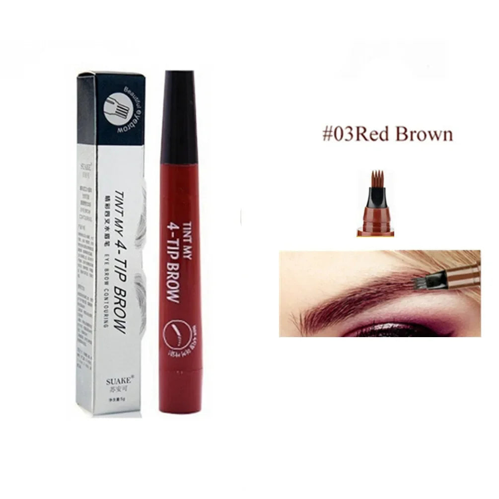 4D Microblading Eyebrow Pen 4 Forks Tip Eyebrow Tattoo Pencil Long Lasting Fine Sketch Liquid Eye Brow Make Up Good Vibrations