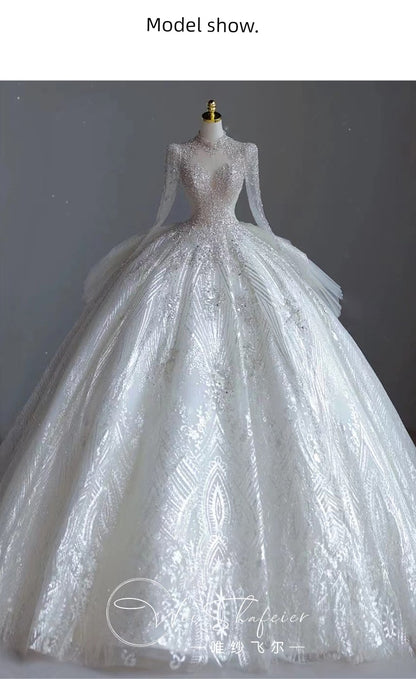 Short Long-Sleeved Socialite Wedding Dress