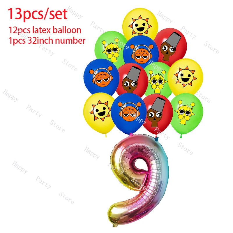Incredibox Sprunki Birthday Party Decoration Balloon Tableware Backdrop Cake Topper Split Sales Sprunki Birthday Party Supplies Good Vibrations