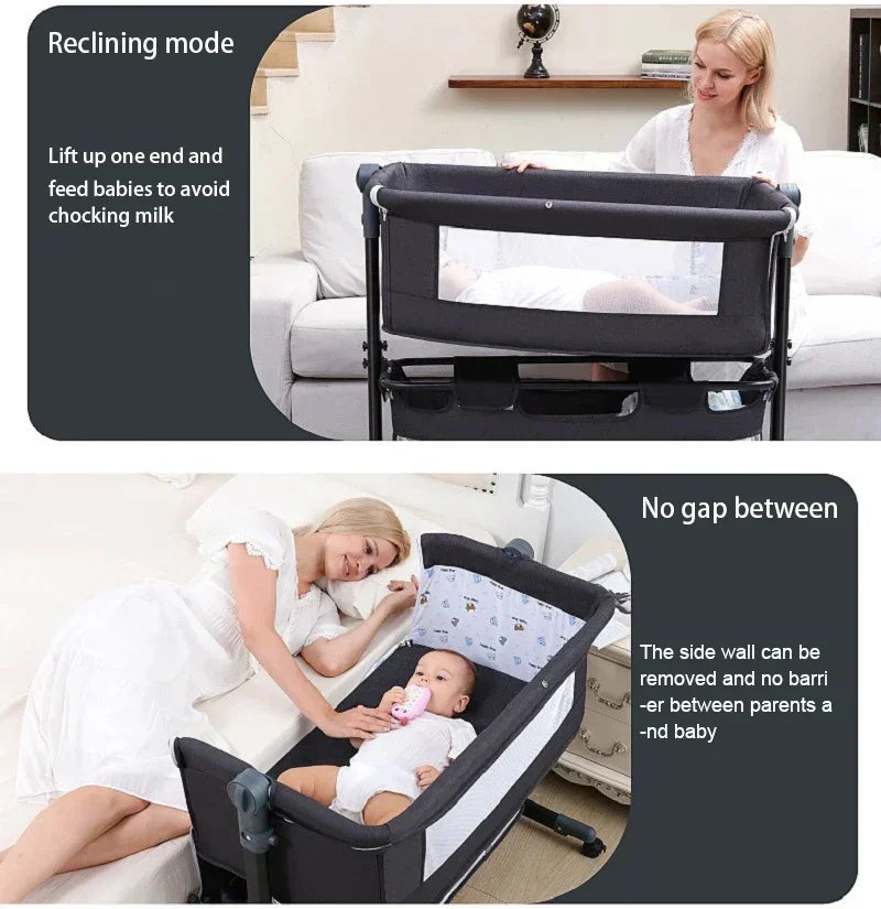 Portable Bedside Sleeping Equipment for Infants, Baby Crib with Covered Bed, Baby Cradle, Newborn Bed Good Vibrations