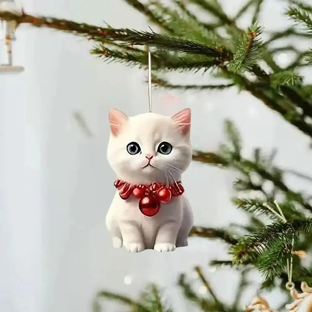 Christmas Tree Hanging Ornaments 2D Acrylic Cat Shaped Pendants Christmas Decorations For Home 2024 Xmas Gifts New Year 2025 Good Vibrations