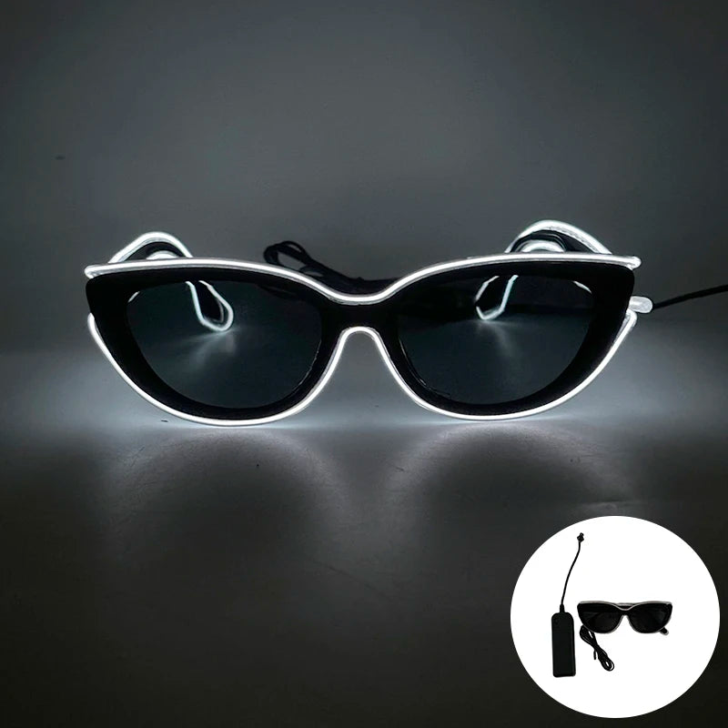 LED Funny Sunglasses Futuristic Soldier Round LED Steampunk Glasses Birthday Halloween Christmas Concert Steampunk Toy Glasses Good Vibrations