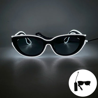 LED Funny Sunglasses Futuristic Soldier Round LED Steampunk Glasses Birthday Halloween Christmas Concert Steampunk Toy Glasses Good Vibrations