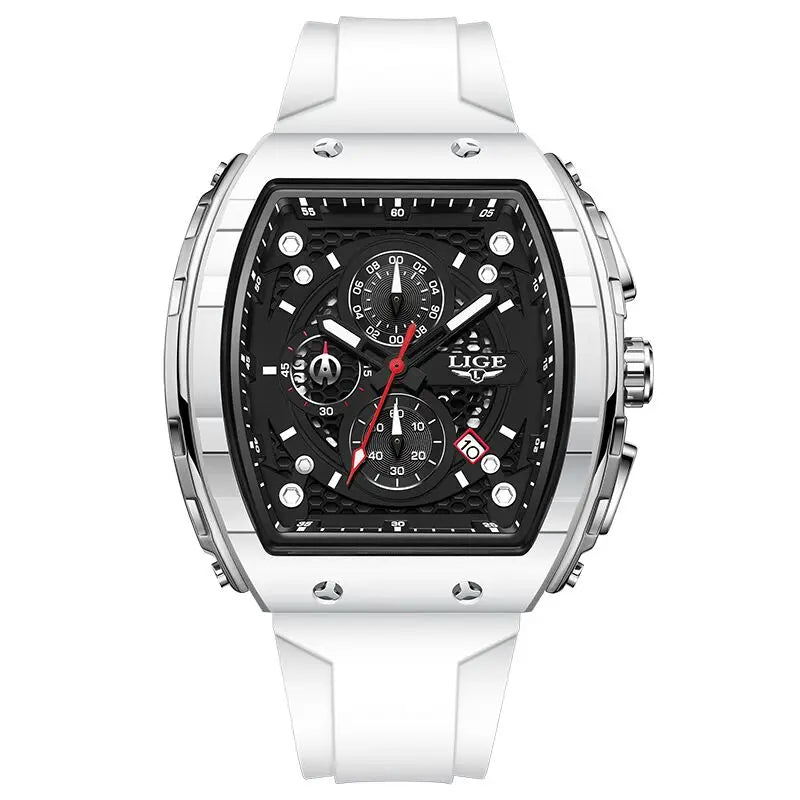 LIGE Top Brand Men's Watches Luxury Square Quartz Wristwatch Waterproof Luminous Chronograph Watch for Men Date Clock Good Vibrations