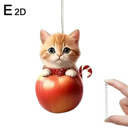 Christmas Tree Hanging Ornaments 2D Acrylic Cat Shaped Pendants Christmas Decorations For Home 2024 Xmas Gifts New Year 2025 Good Vibrations