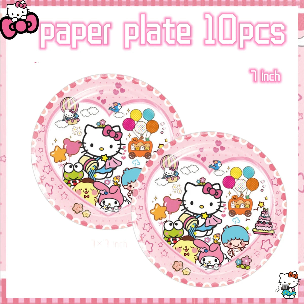 Hello Kitty Birthday Party Decoration Disposable Tableware Cup Plate Tablecloth Balloons Baby Shower Girls Party favors Supplies Good Vibrations