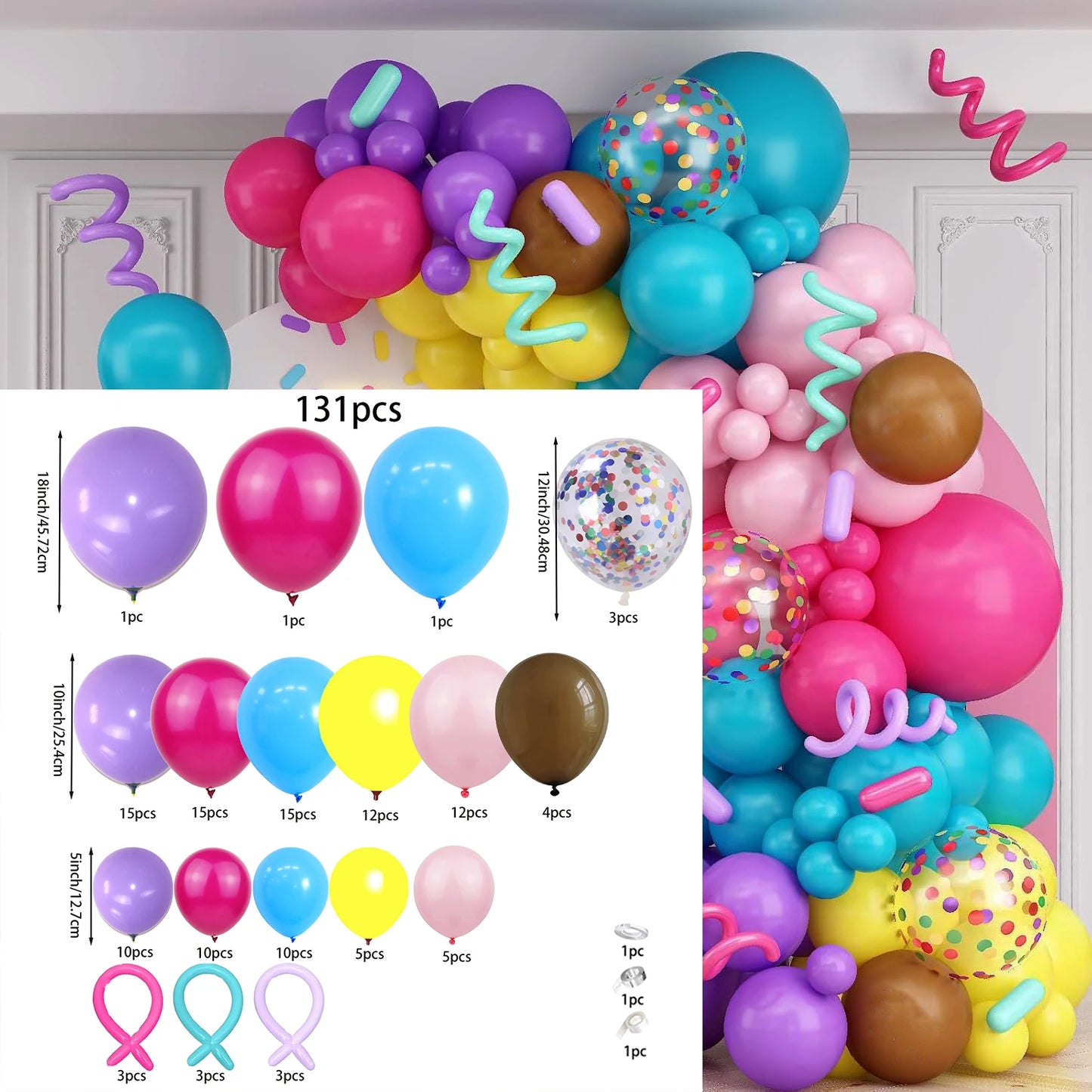 Rainbow Coloured Balloon Arch for Candy Sweet Birthday Party Decorations Donut Grow Ice Cream Birthday Party Decorations Good Vibrations