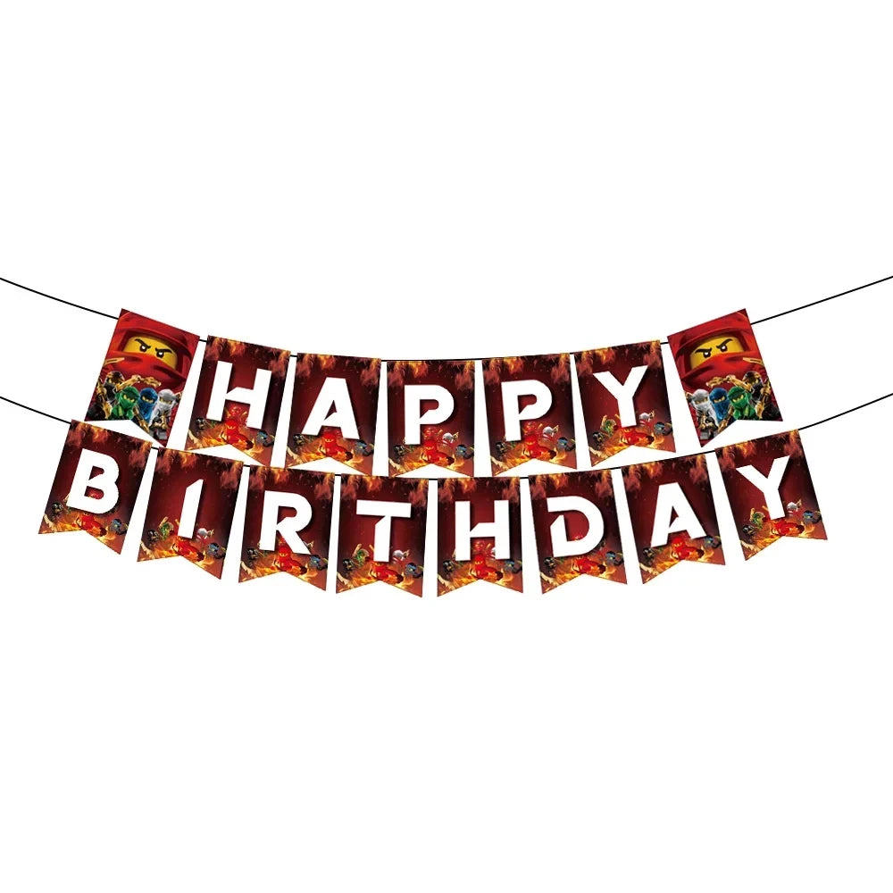 Ninja Them Birthday Party Decorations Kids Disposable Tableware Popcorn Paper Plates Balloons Cup For Boys Baby Shower Supplies Good Vibrations