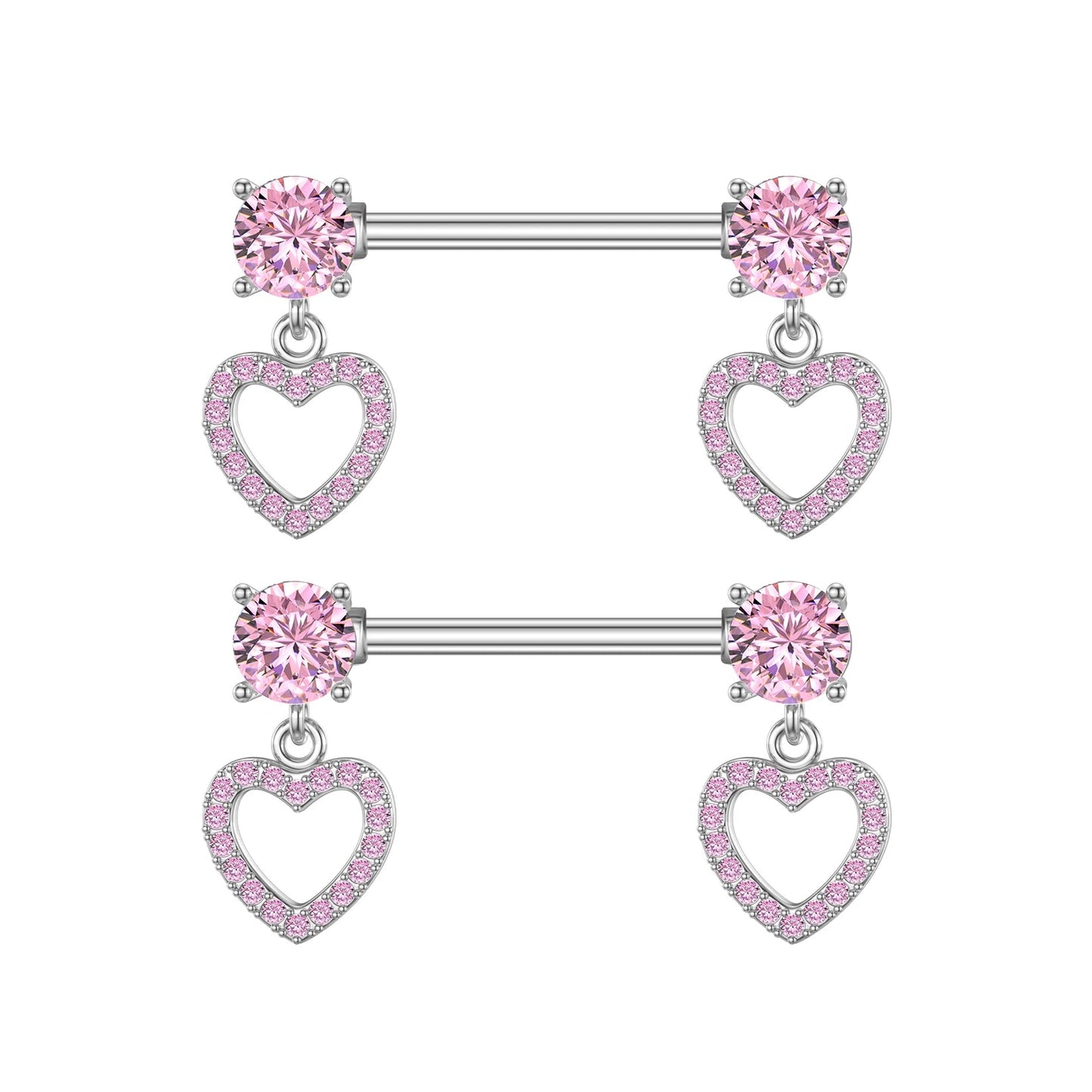 A Pair Cute Heart Dangled Nipple Piercings Barbell for Women Pink Color Moon Butterfly Shaped Sexy Nipple Rings Shield Bar Sets Good Vibrations Adult Super Store