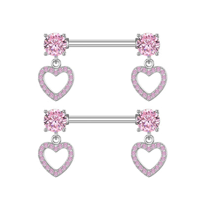 A Pair Cute Heart Dangled Nipple Piercings Barbell for Women Pink Color Moon Butterfly Shaped Sexy Nipple Rings Shield Bar Sets Good Vibrations Adult Super Store