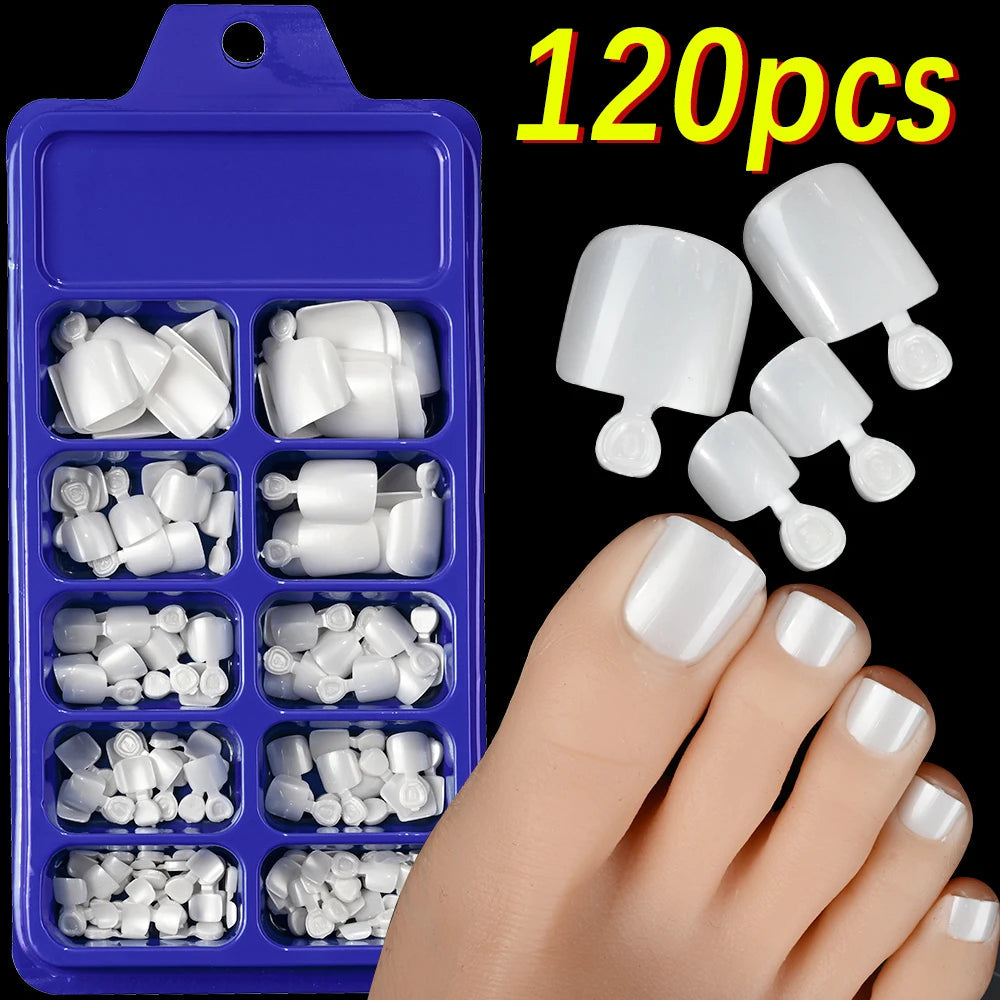 120Pcs French Short Square Artificial Press On Toenails Nude Pink Full Cover False Toe Nails Fake Toe Nail Extension For Women Good Vibrations