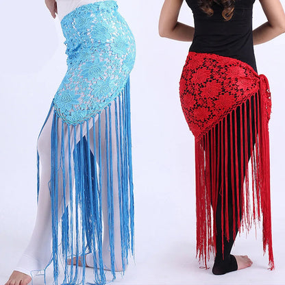 Halloween costume belly dance tassel triangular scarf performance waist scarf waist chain Indian dance costume accessories Good Vibrations
