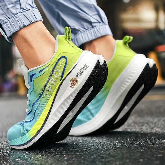 Summer Men's Running Shoes New Professional Carbon Plate Sports Training Shoes Outdoor Non-slip Shock-absorbing Tennis Shoes Good Vibrations