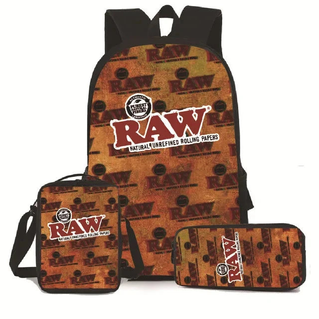 Creative Cigarette Rolling Paper Tobacco RAW 3D Print 3pcs/Set pupil School Bags Laptop Daypack Backpack Lunch bag Pencil Case Good Vibrations Adult Super Store