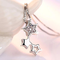 Real 925 Sterling Silver Jewelry Sets for Women Charm Star Pendant Necklace Earrings Set Fashion Party Jewelry Gift Wholesale Good Vibrations