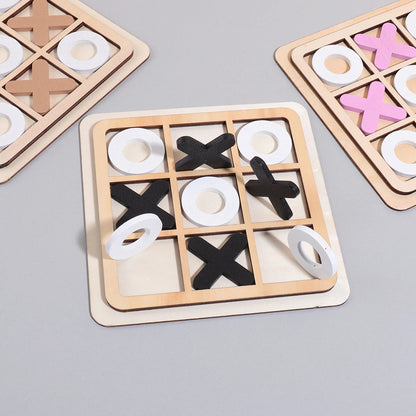 1 set of XO three-in-a-row tic-tac-toe wooden toys, casual battle puzzle board game,  Children's teaching supplies Good Vibrations