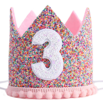 1st Birthday Party Decor Hat Kids 1 2 3 Year Happy Birthday Boy Girl Crown Hat First Happy Birthday Party Baby Shower Decoration Good Vibrations
