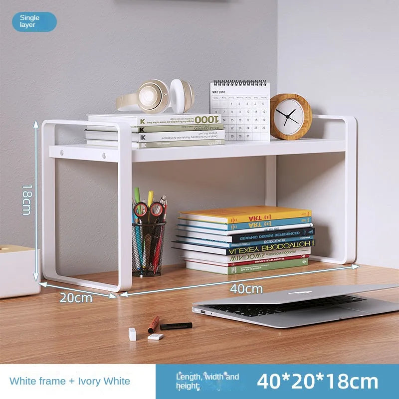 Shelf Desktop Storage  Bookshelf Student Desk Shelves Racks Office Computer Desk Tiered Cabinet Home Storage Holders Organizer Good Vibrations