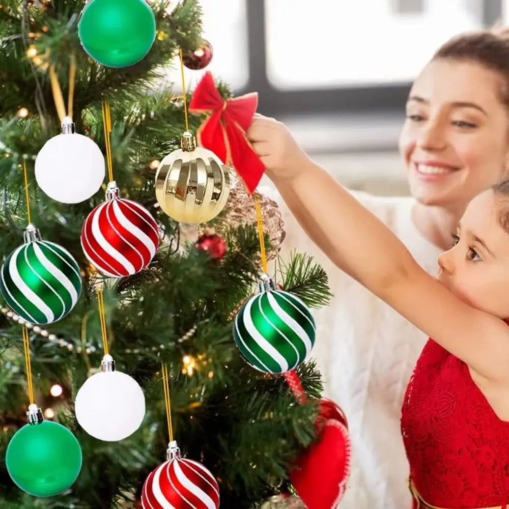 30PCS New Plastic Christmas Balls 6cm Multicolor Tree Pendant Ornaments DIY Gifts Party Supplies Xmas Good Vibrations