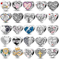 Heart Shape 925 Sterling Silver Family Lover Affection Pendant Charm Beads Fit Original Bangle Bracelet DIY Jewelry For Women Good Vibrations