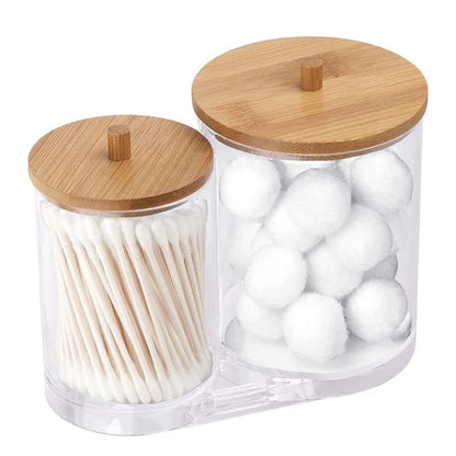 Bathroom Organizer Accessories Set Makeup Holder Storage with Clear Plastic Lids, Cotton Ball/Swabs Dispenser, Organizer Jar Good Vibrations