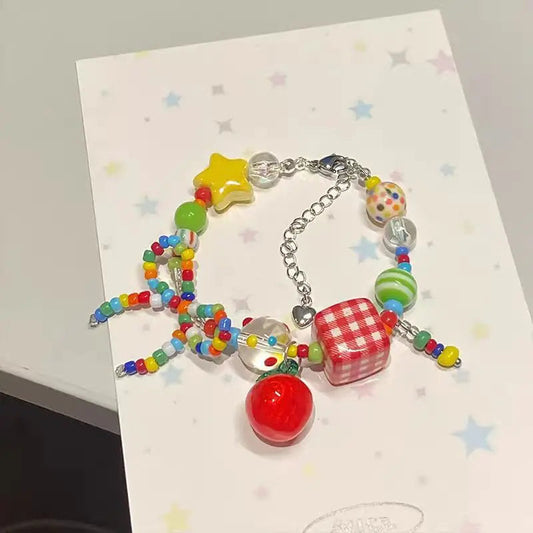Colorful Beaded Bracelet for Women and Girls Y2K Fashion Cute Butterfly Bow Bead Sweet Star BraceletsKorean Jewelry Party Gift Good Vibrations