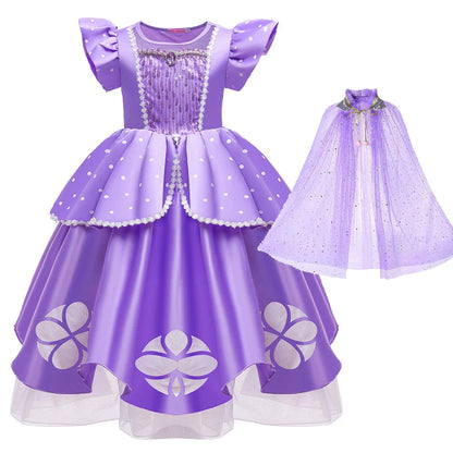 Girls Sofia Princess Dress Birthday Party Costume Kids Summer Purple Sophia Vestido Baby Halloween Cosplay Luxury Gown Good Vibrations