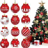 12pcs Sturdy And Durable Hangable Christmas Wooden Ornament Suitable For Decorating Christmas Trees Fireplaces And Doors Good Vibrations
