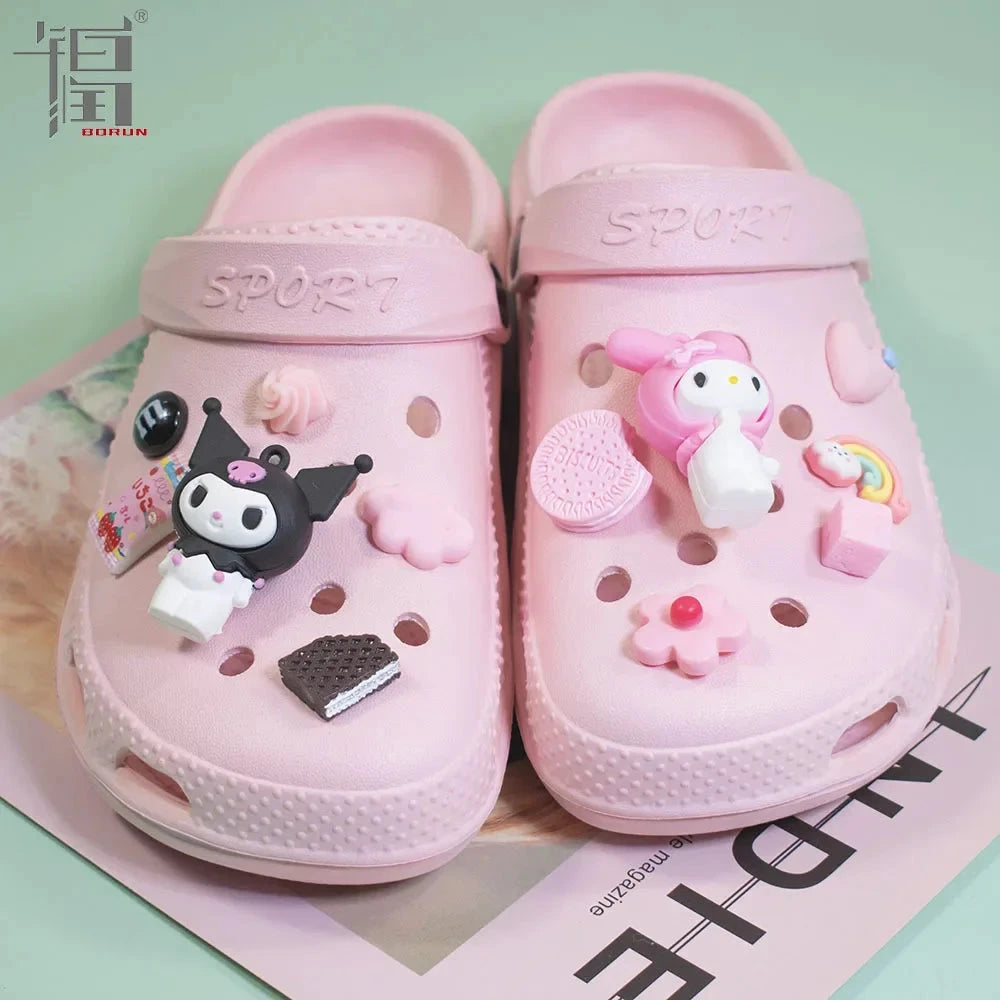 Sanrio Hello Kitty Croc Charms Kawaii Kuromi Shoe Buckle Accessories Girl Slippers DIY Decorations for Croc Jibz Gift Good Vibrations