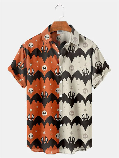 Men's Fashion Halloween Shirt Summer Cute Style Men's Clothing Party Holiday Men Top Pumpkin Head Print Boys' Short Sleeve Shirt Good Vibrations