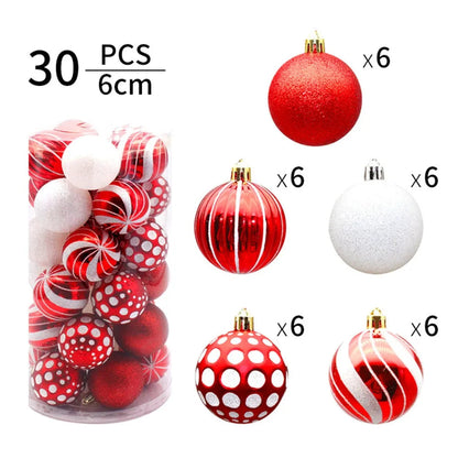 30PCS New Plastic Christmas Balls 6cm Multicolor Tree Pendant Ornaments DIY Gifts Party Supplies Xmas Good Vibrations