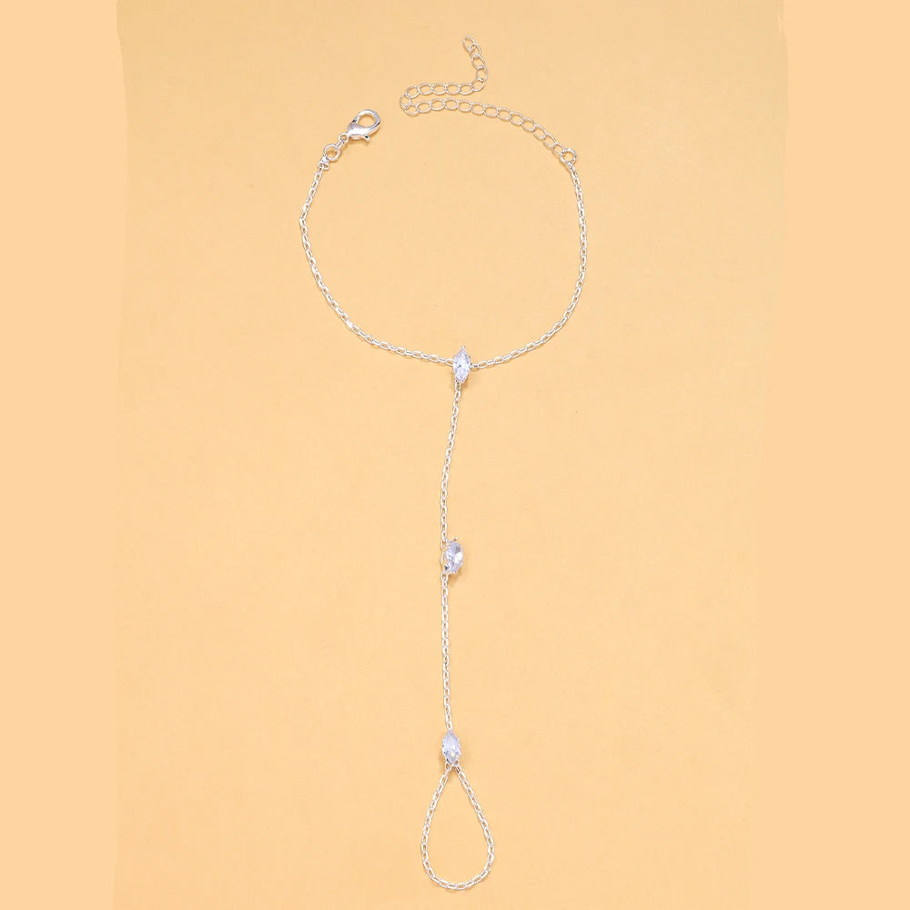 2025 Party Bohemia Rhombus Crystal Bracelet Hand Jewelry for Women Simple Thin Chain Finger Bracelet Jewelry Accessories Gift Good Vibrations
