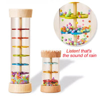 Baby Wooden Rain Sound Pipe Simulation Rain Sound Wooden Toy Gift Hourglass Fun Music Shaker Early Education Enlightenment Toy Good Vibrations