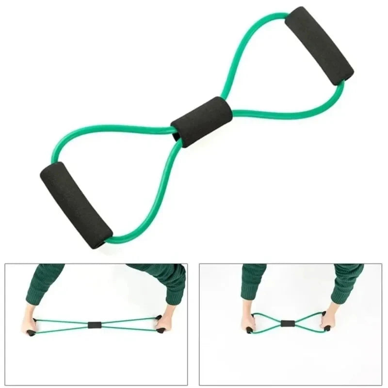 TPE 8 Word Fitness Yoga Gum Resistance Rubber Bands Fitness Elastic Band Fitness Equipment Expander Workout Gym Exercise Train Good Vibrations