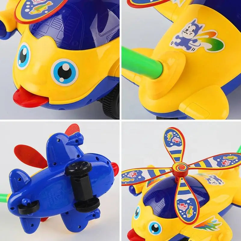Baby Walker Toy Hand Push Toddler Toy Plane Car Toy Push Along Walking Toy for Kids Children Boys Girls Outdoor Good Vibrations