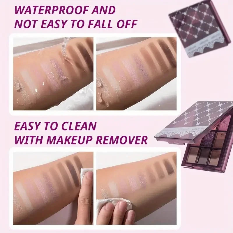 9-Color Purple Eyeshadow Palette - Matte, Shimmery, Waterproof, Sweat-Proof, Long-Lasting Eyeshadow,Suitable for Music Festivals Good Vibrations