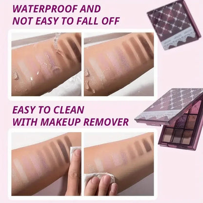 9-Color Purple Eyeshadow Palette - Matte, Shimmery, Waterproof, Sweat-Proof, Long-Lasting Eyeshadow,Suitable for Music Festivals Good Vibrations