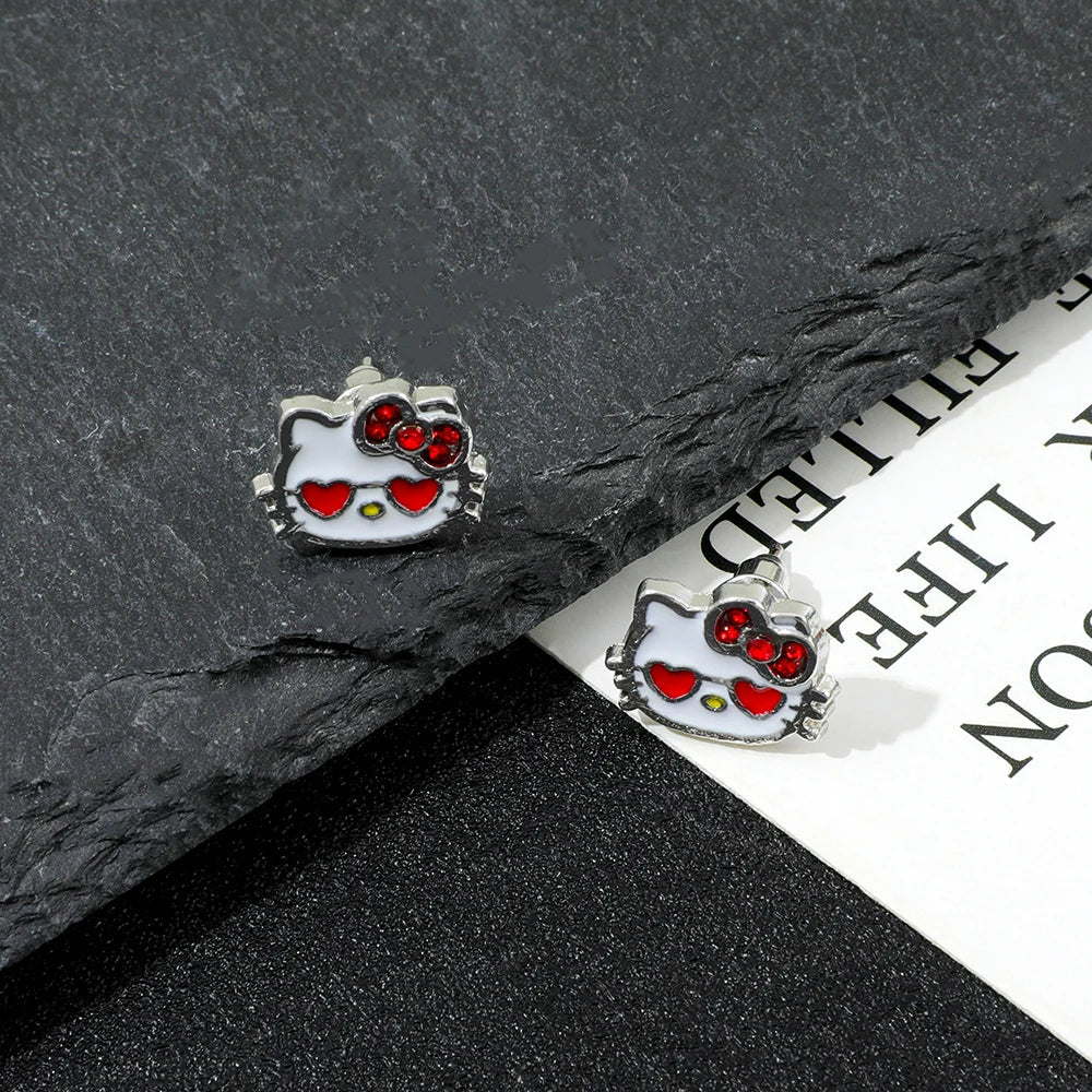 Sanrio Hello Kitty earrings - red bow accessories, cute jewelry suitable for girls and women. Good Vibrations