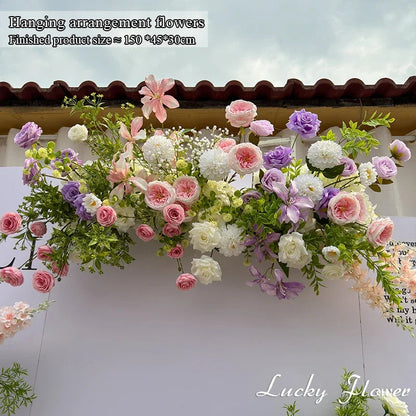 Outdor Wedding Decoration Artificial Flowers Hanging Flower Row Road Leading Flower Ball Floral Backdrop Decor Floor Flower Row Good Vibrations