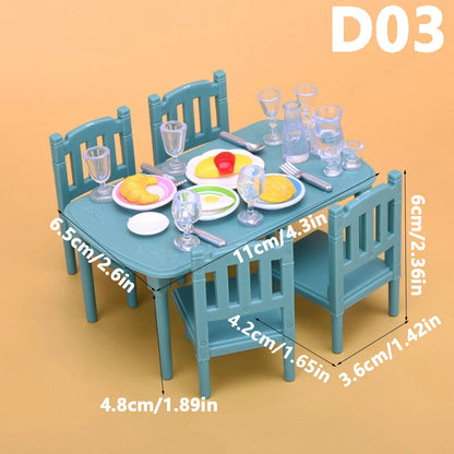 1:12 Miniature Furniture Forest Family Kitchen Toy Dining Table Dollhouse Accessories Bathroom Pretend Play For Girl Gifts Toys Good Vibrations