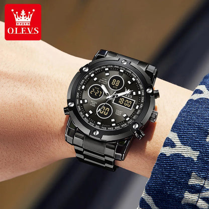 OLEVS Men's Watches Original Multifunctional Wlectronic Watch for Man Waterproof Luminous Alarm Clock Fashion Dress Good Vibrations