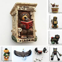 USA Alaska Bear Kawaii Fridge Magnets Tourism Souvenir British Canada Bear Refrigerator Magnetic Stickers Cute Magnet Decor Gift Good Vibrations