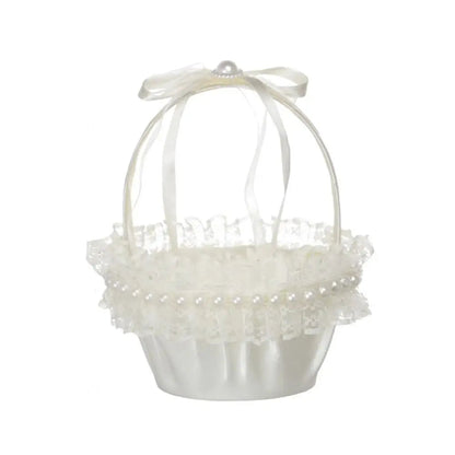 Fashion Lace Wedding Flower Basket Rose Flower Ribbon Bow Satin Bow Hanbag Tote Bag Storage Bag Flower Girls Basket Party Good Vibrations