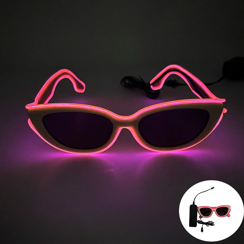 LED Funny Sunglasses Futuristic Soldier Round LED Steampunk Glasses Birthday Halloween Christmas Concert Steampunk Toy Glasses Good Vibrations