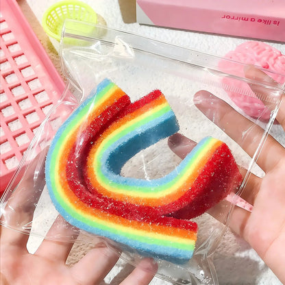 Squishy Sour Sugar Rainbow Strips Stress Autism Sensory Toy Stress & Anxiety Relief Toys Pinch Decompression Toy for Adult Good Vibrations