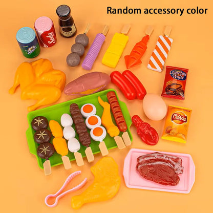 Baby Dress Up Kitchen Toys BBQ Set Kids Simulated BBQ Cookware Cooking Simulated Food Cosplay Educational Gift Toys Good Vibrations